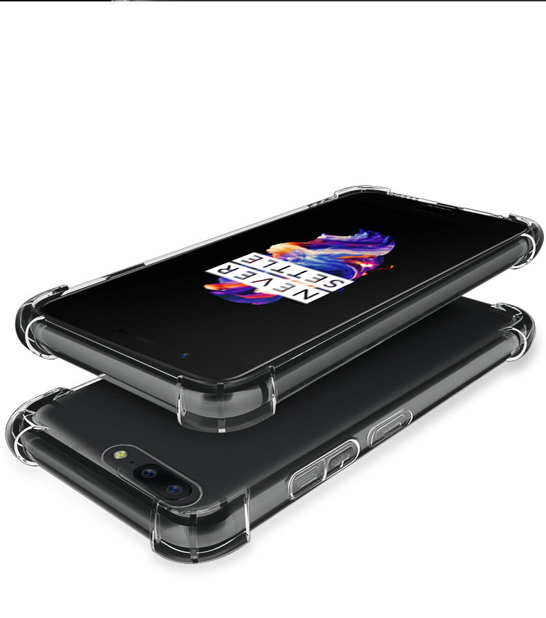 Transparent Soft Shockproof Airbag Case For OnePlus 5T - Clear