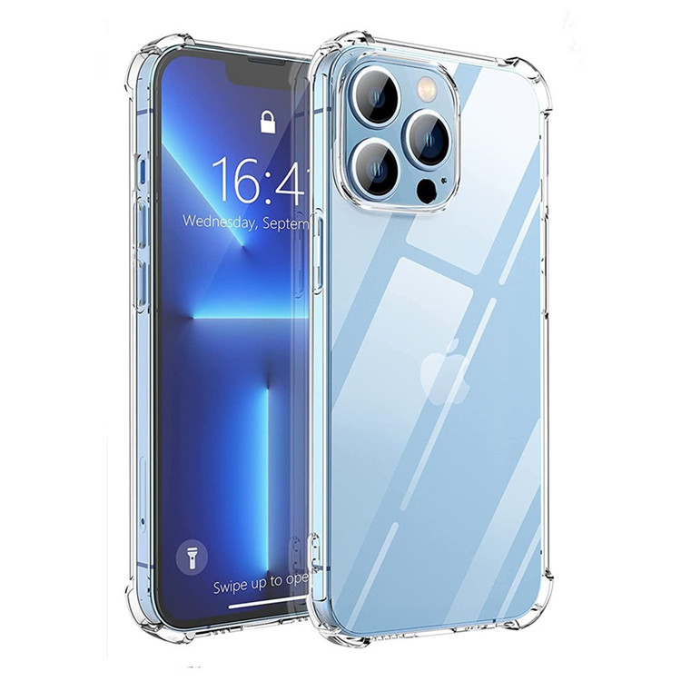Transparent Soft Shockproof Crystal TPU Case With Raised Edges For iPhone 14 Pro Max - Clear