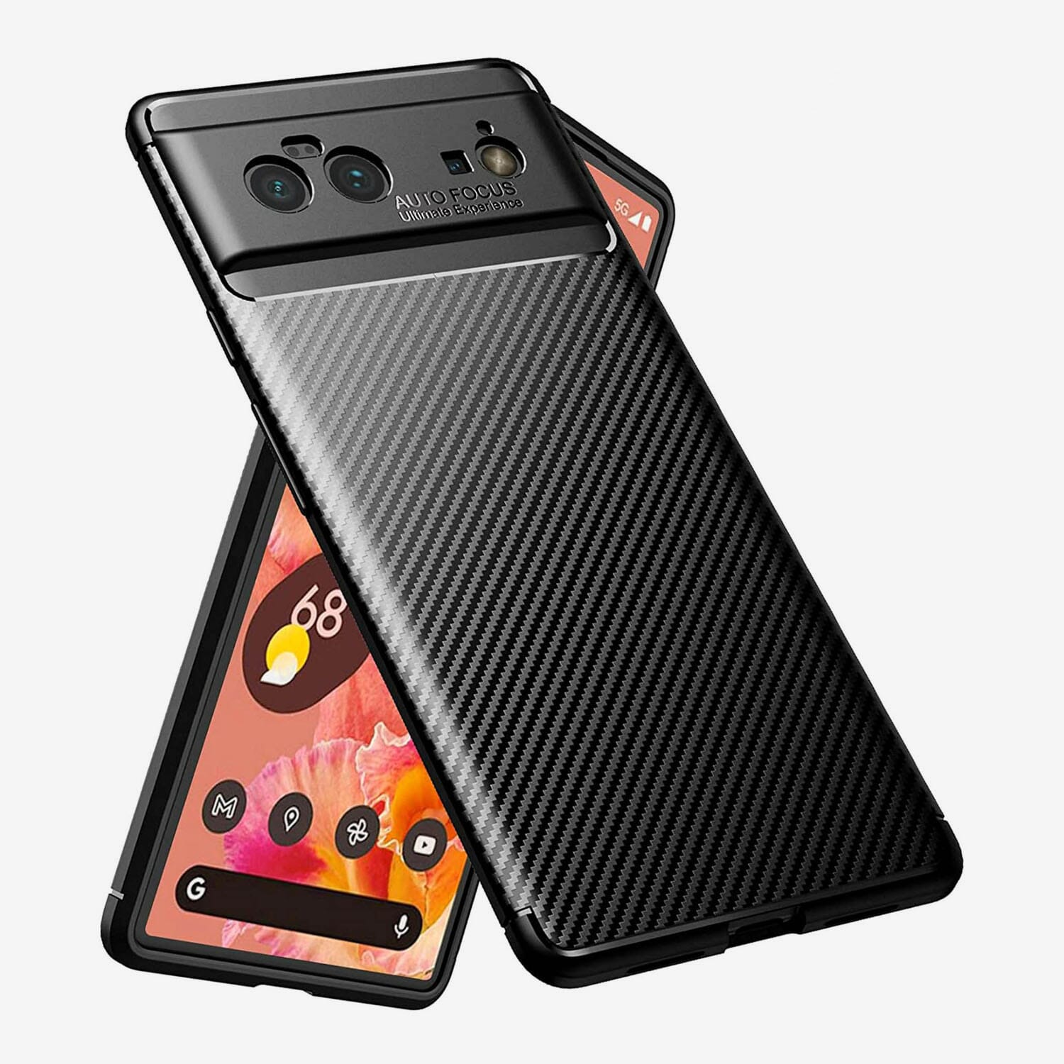 Google Pixel 6 Carbon Fiber Texture Back Cover - Black