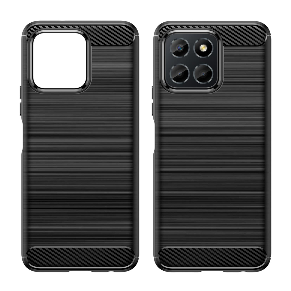 Honor X6 Carbon Fiber Thin Soft Flexible TPU Silicone Shockproof Protective Cover - Brushed Black