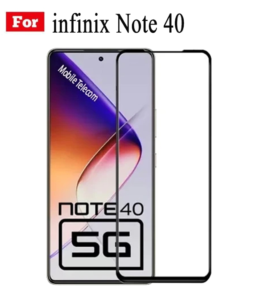Infinix Note 40 / 40i Full HD Edge To Edge Tempered Glass Screen Protector Black 1Pc