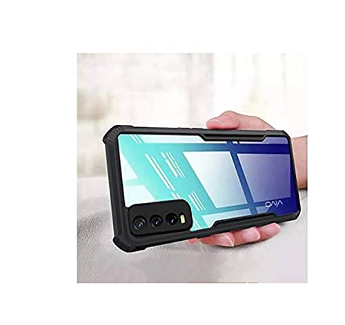 Vivo Y12 / Y15 / Y17 / Y11 Clear PC Airbag Transparent Back Cover - Black (Vivo Y15)