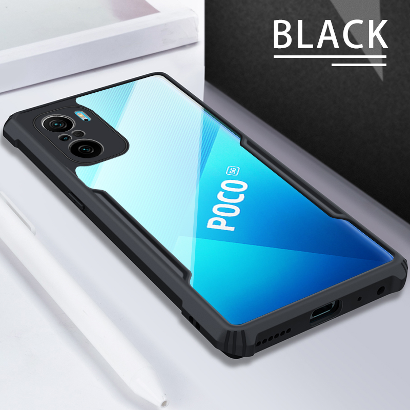 Poco F3 5G Transparent Shockproof Bumper Back Cover - Black (Poco F3)