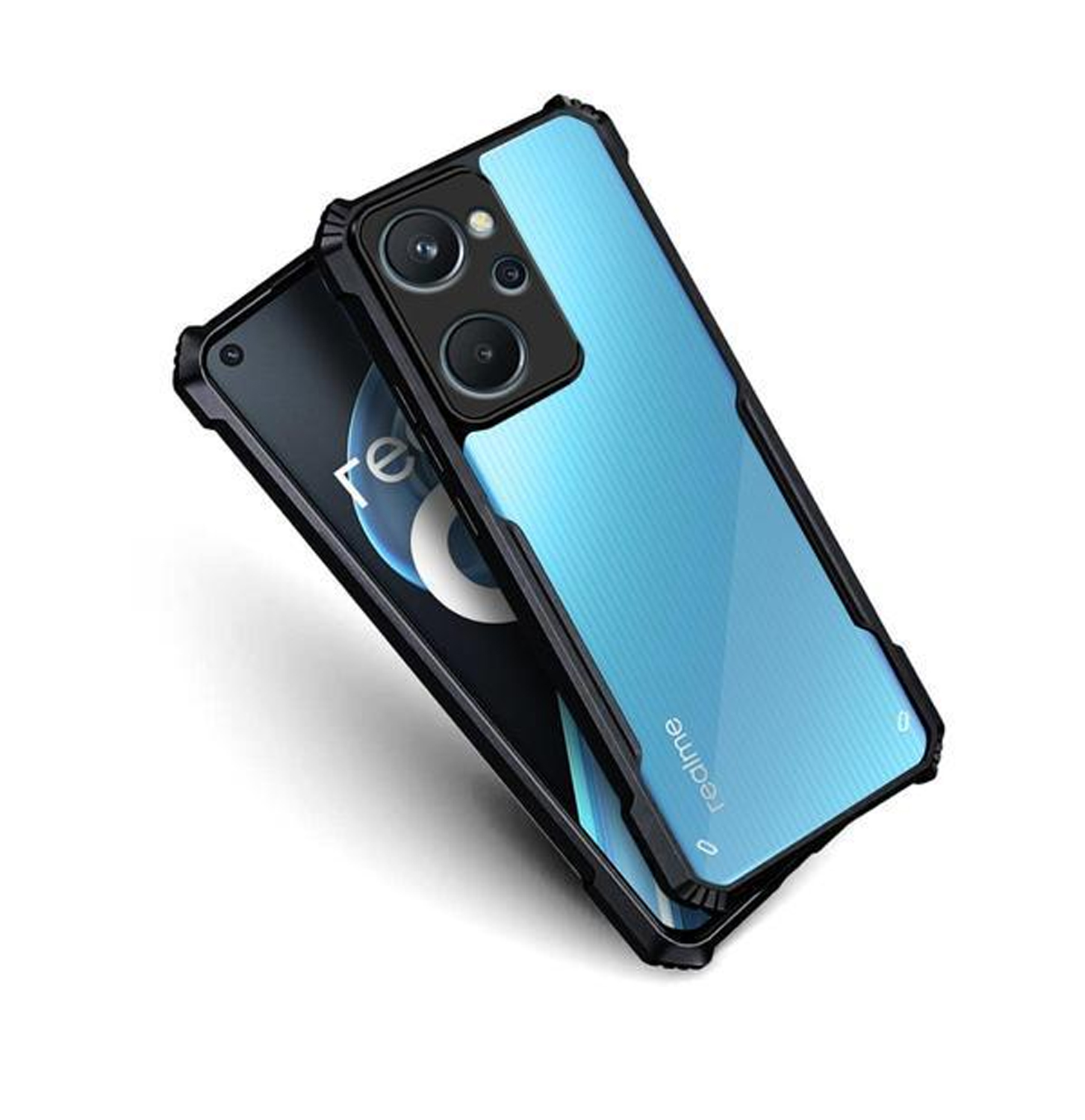 Realme 9i 4G Clear PC Hybrid Transparent Back Cover - Black 