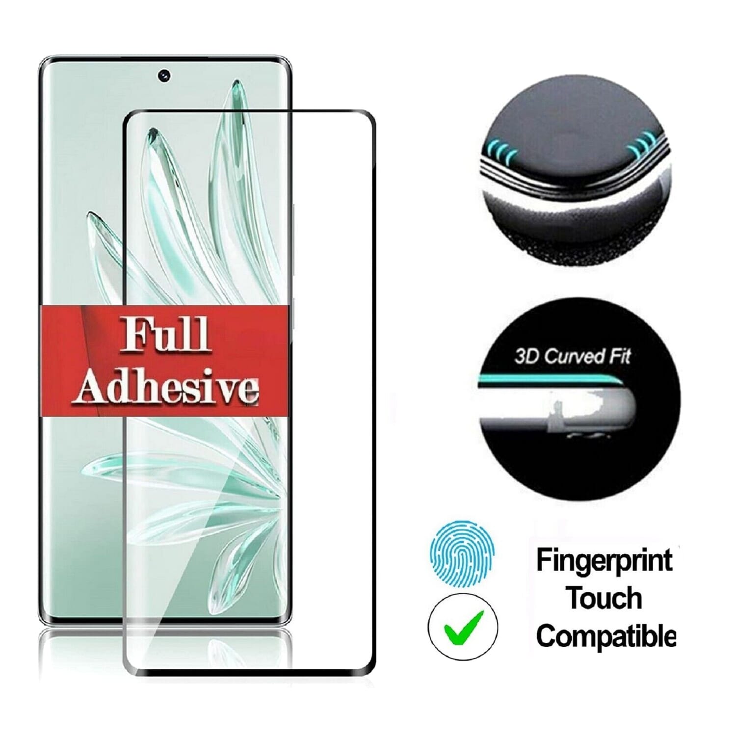 Honor 70 Full Glue Curved Tempered Glass Screen Protector 1Pc