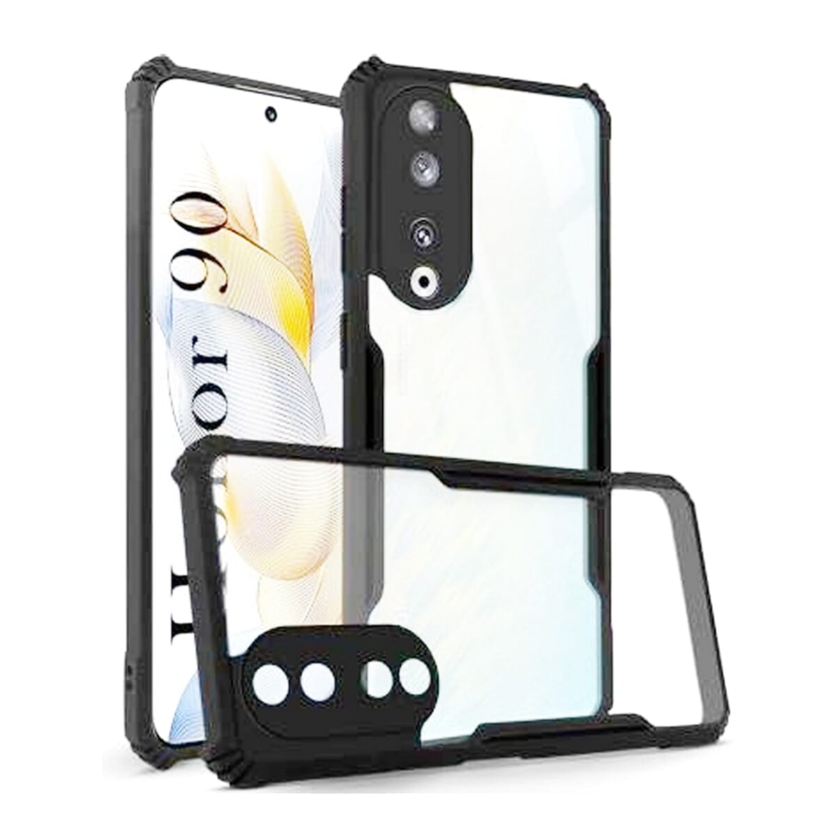 Honor 90 5G Bumper Hard Transparent Shockproof TPU Back Cover - Black