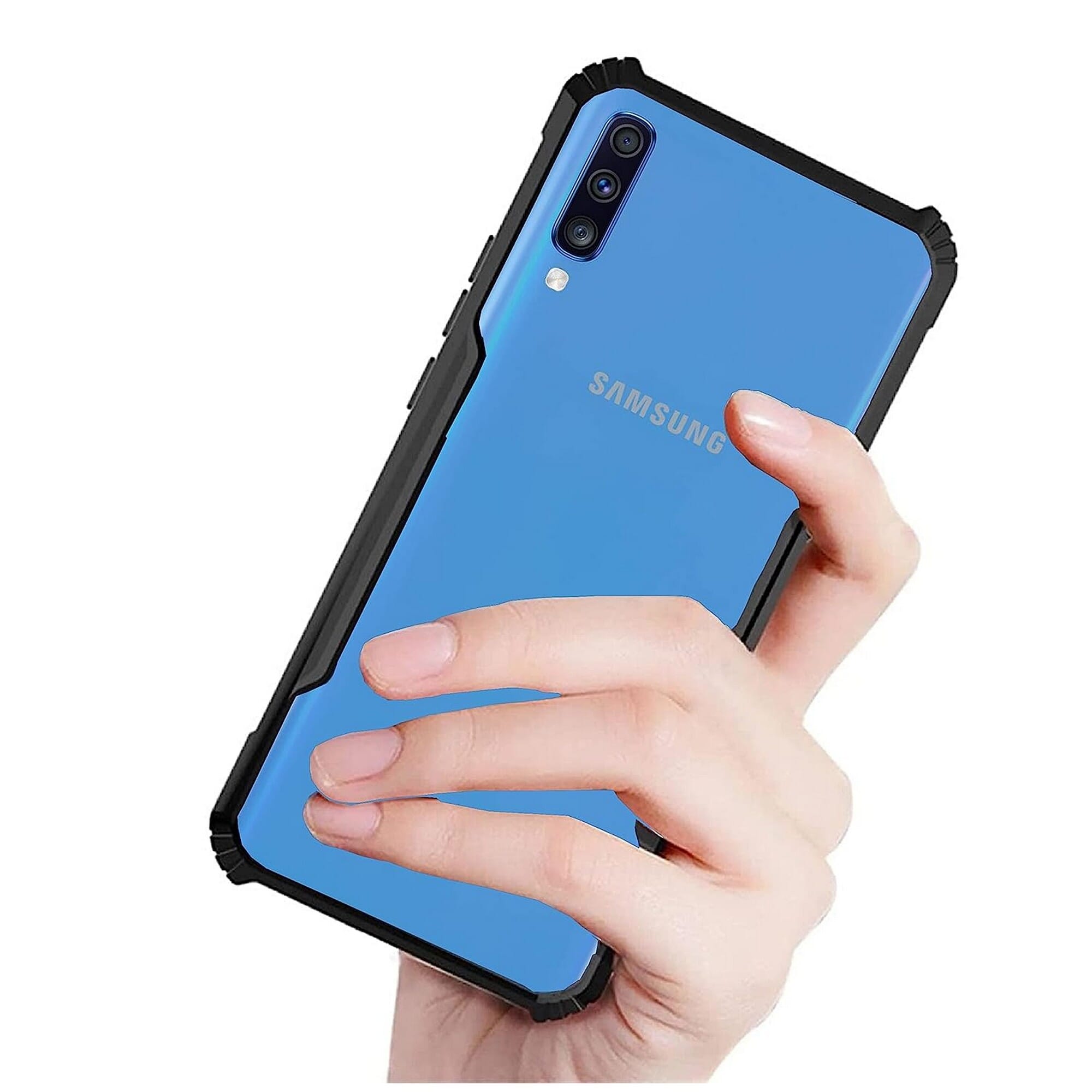 Samsung Galaxy A70/A70S Clear Airbag Back Case - Black