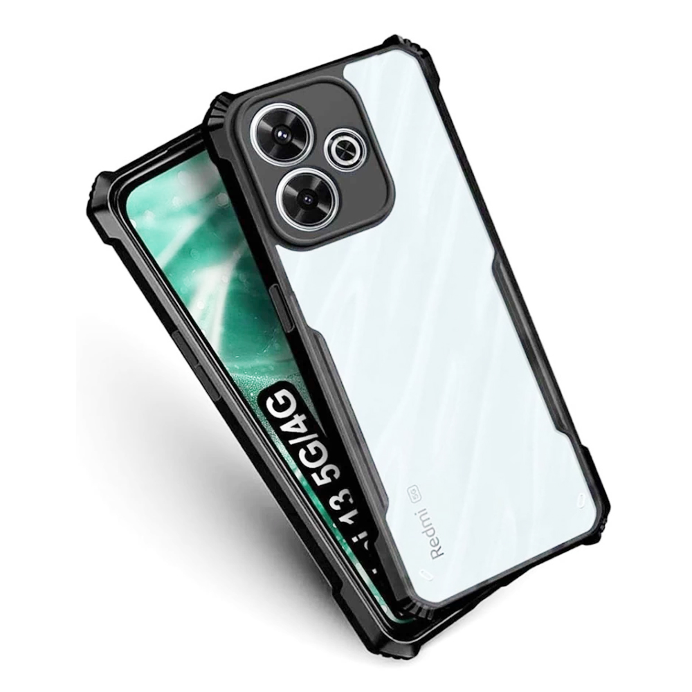 Redmi 13/Poco M6 4G Clear Hybrid Bumper Case - Black