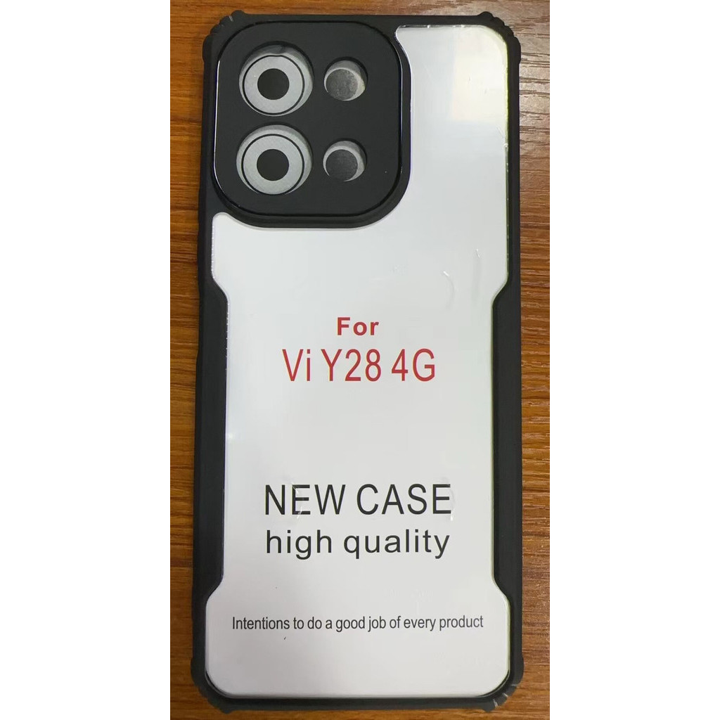 Vivo Y28 4G Clear Hybrid Back Case - Black