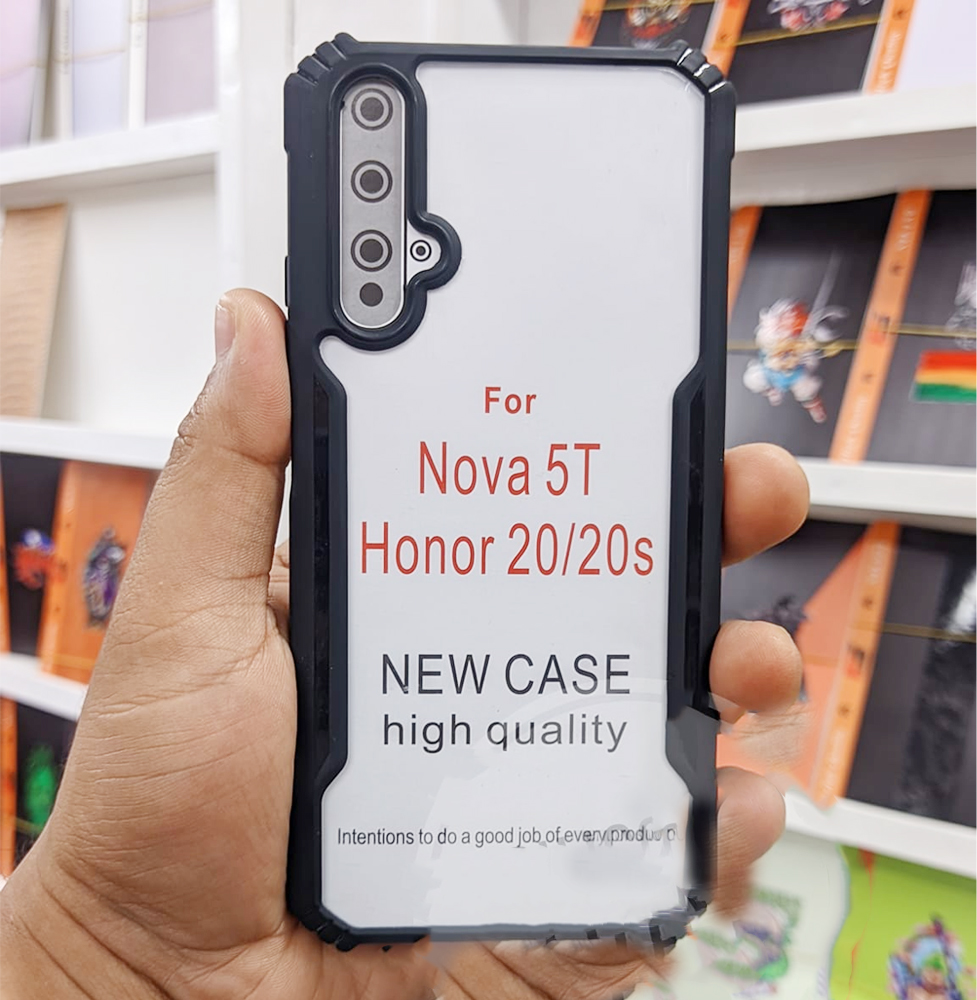Huawei Nova 5T/Honor 20/20s Clear Hybrid Bumper Case - Black