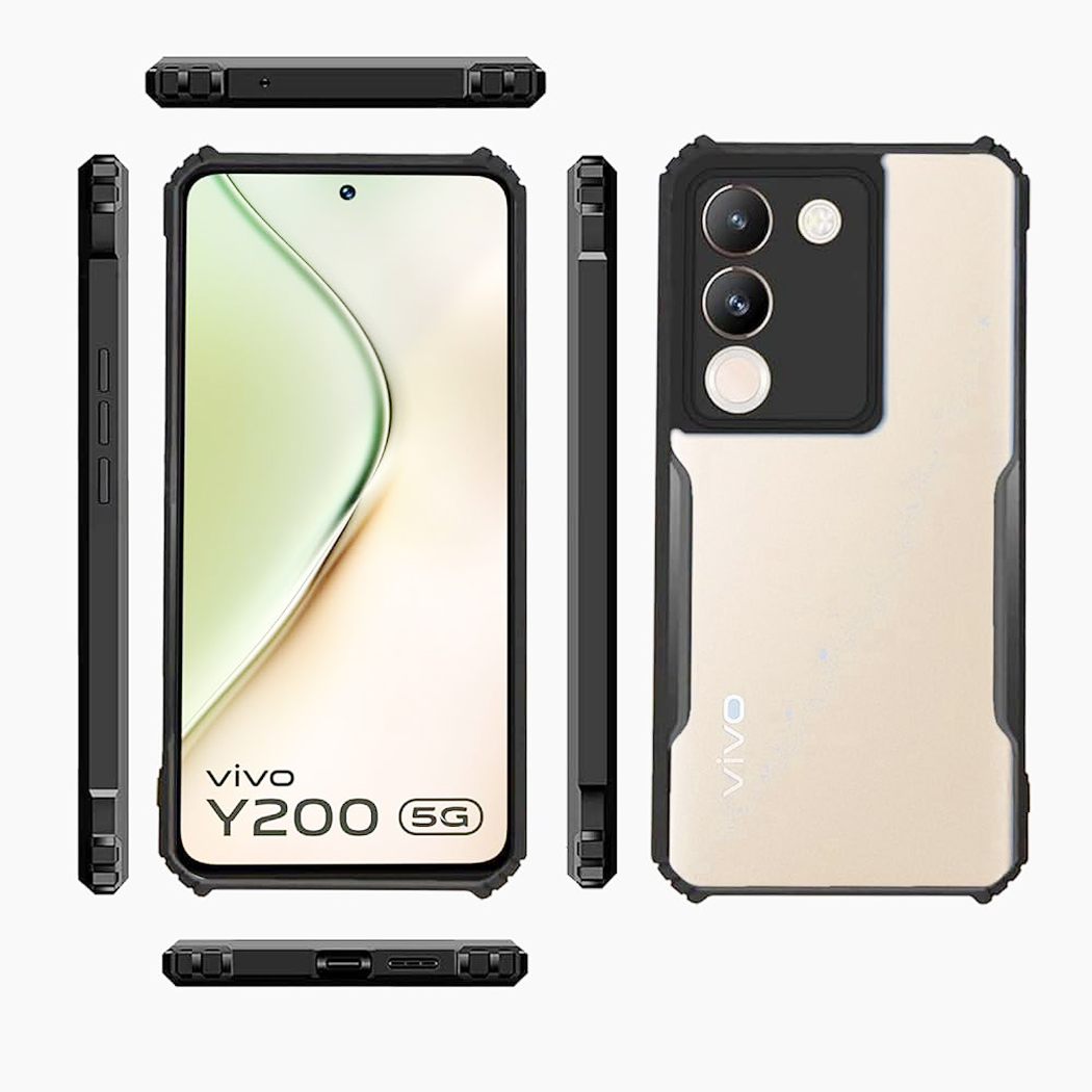 Vivo V29e/Y200 5G Transparent 360° Protection Bumper Case - Black
