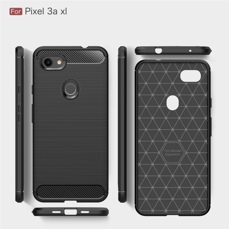 Google Pixel 3a XL Carbon Fiber TPU Shockproof Case - Brushed Black
