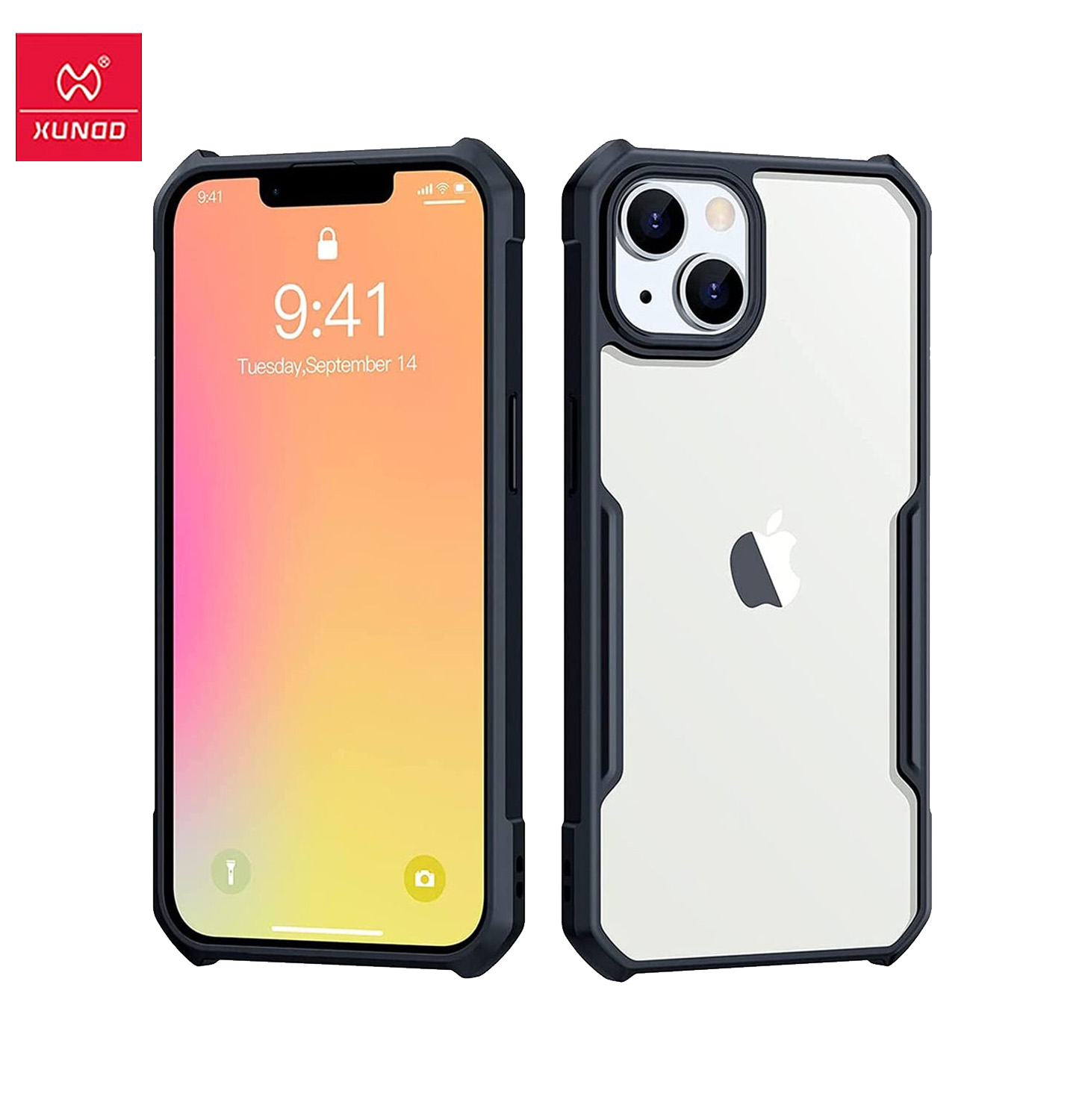 Xundd Shockproof Transparent PC TPU Case For iPhone 14 - Black