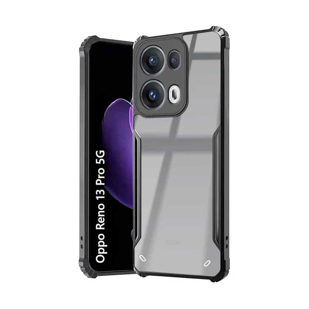 Oppo Reno 13 Pro 5G Shockproof Clear Hard Case - Black