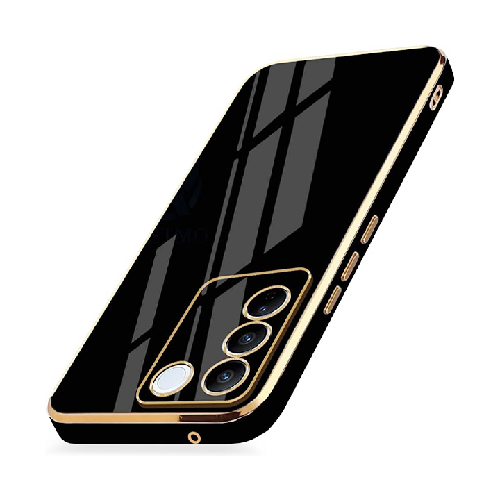 Vivo V27 / V27 Pro Electroplated Gold Frame Case - Black