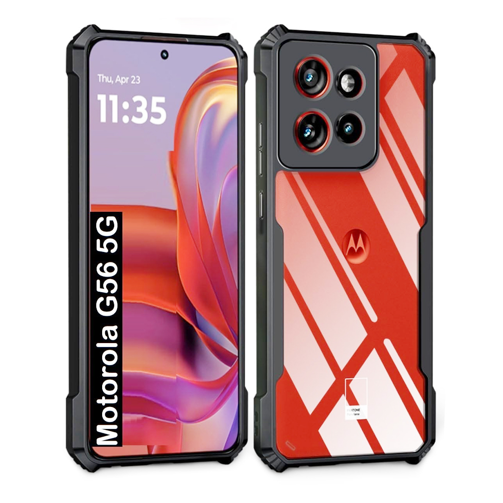 Motorola Moto G56 5G Shockproof Clear Hard Case - Black