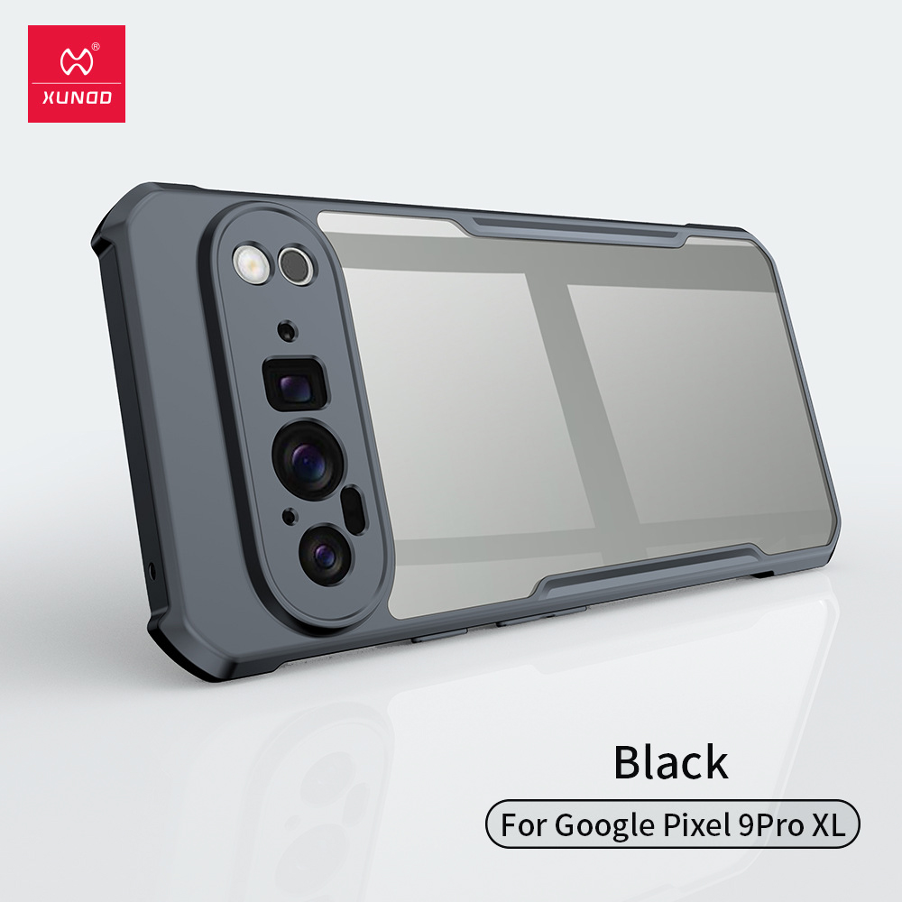 Google Pixel 9 Pro XL 5G Xundd Shockproof Transparent PC TPU Bumper Back Cover - Black