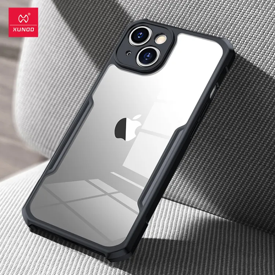 iPhone 14 Plus 6.7" Xundd Shockproof Transparent Case - Black