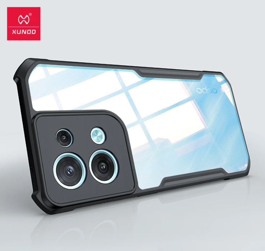 Oppo Reno 8 5G Xundd Shockproof Transparent PC TPU Bumper Back Cover - Black