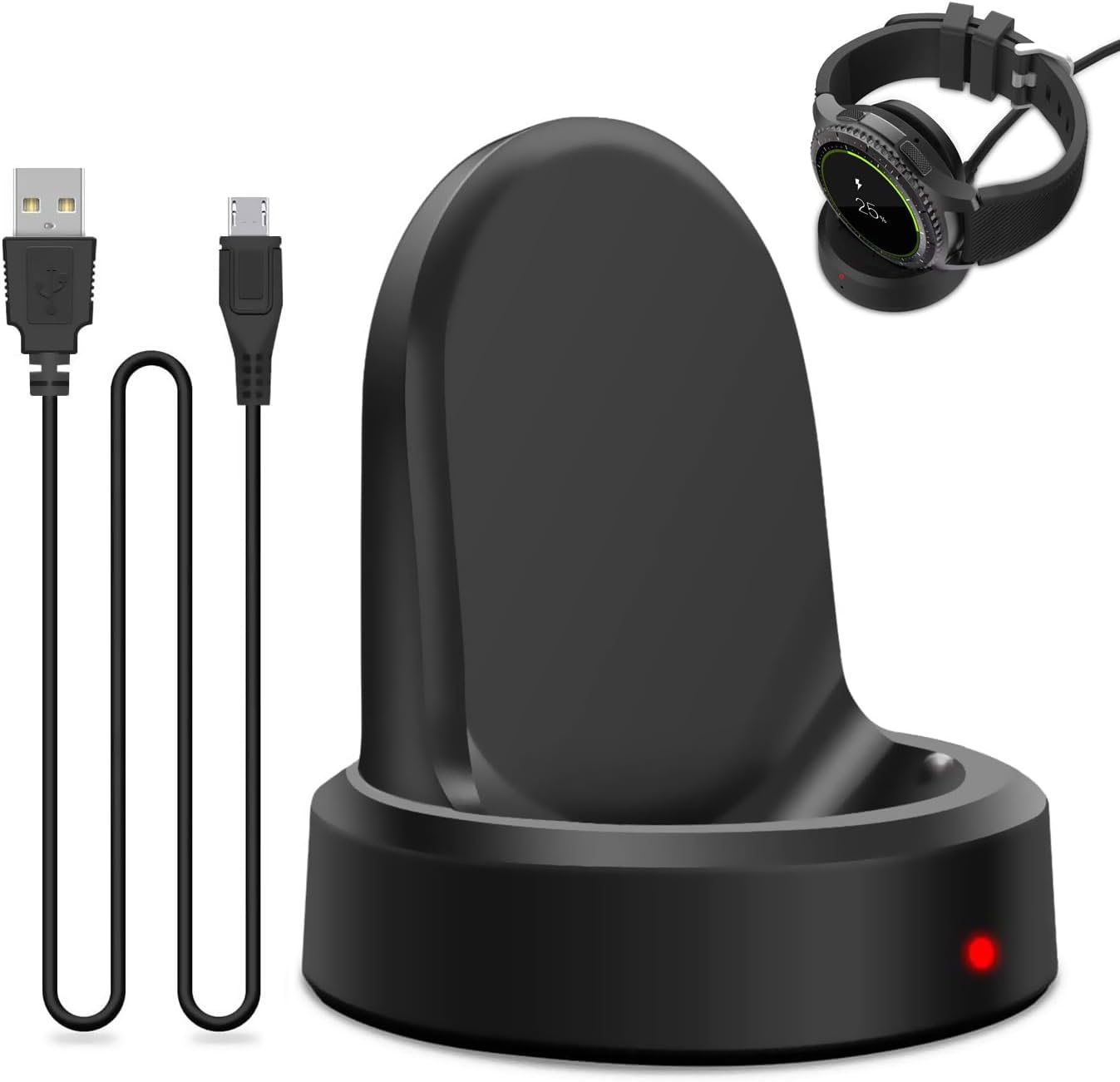 Samsung Gear S2 S3 S4 Magnetic Qi Wireless Smartwatch Fast Charger - Black