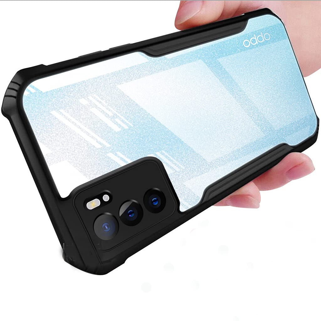 Oppo Reno 6 5G Clear PC Hybrid Transparent Back Cover - Black (Universal)