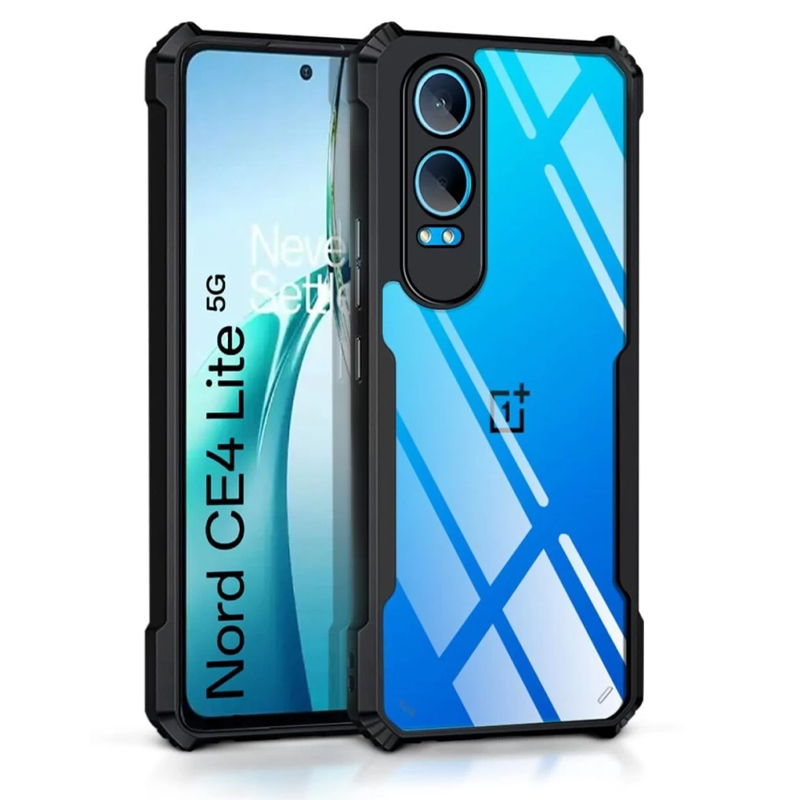 OnePlus Nord CE 4 Lite Clear PC Hybrid Transparent Bumper Back Cover - Black