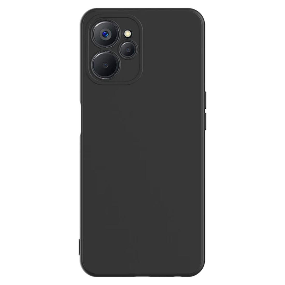 Realme 9i 5G Shockproof Matte Liquid Silicone Camera Protective Back Cover - Black