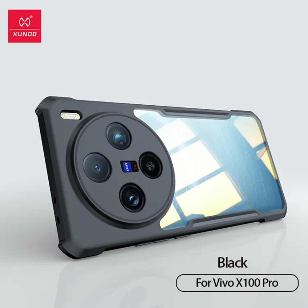 Vivo X100 Pro 5G Xundd Clear Shockproof PC + TPU Bumper Case - Black (Universal)