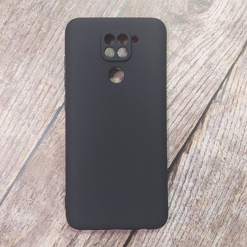 Redmi Note 9 Soft Silicone Microfiber Back Case - Black