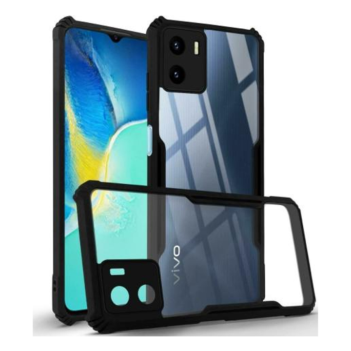 Vivo Y15s / Y01 / Y15a Clear Hybrid TPU Bumper Back Case - Black (Universal)