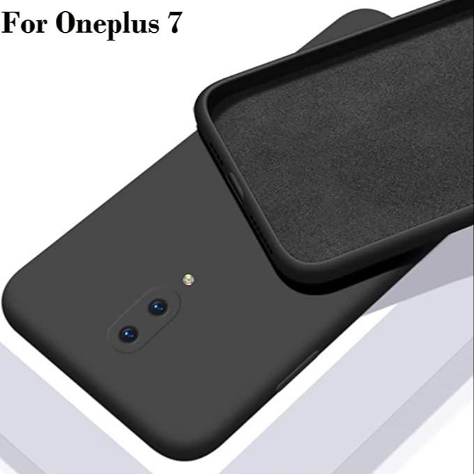 OnePlus 7 Liquid Silicone Camera Protection Back Case - Black