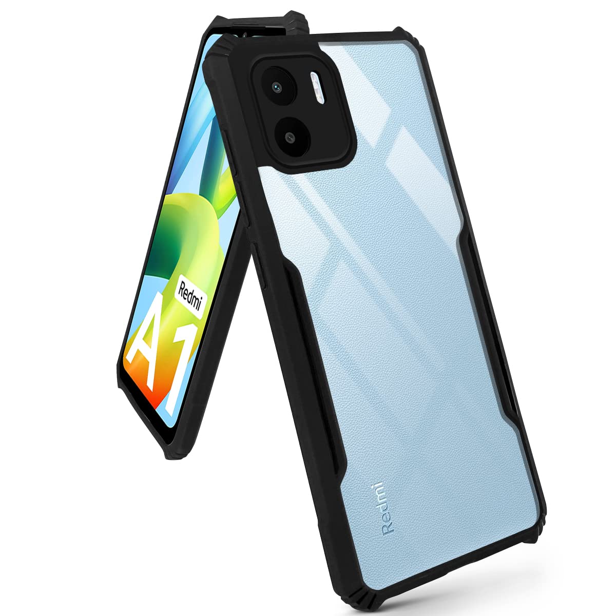 Redmi A1 Plus Clear Hybrid Back Case - Black (Universal)