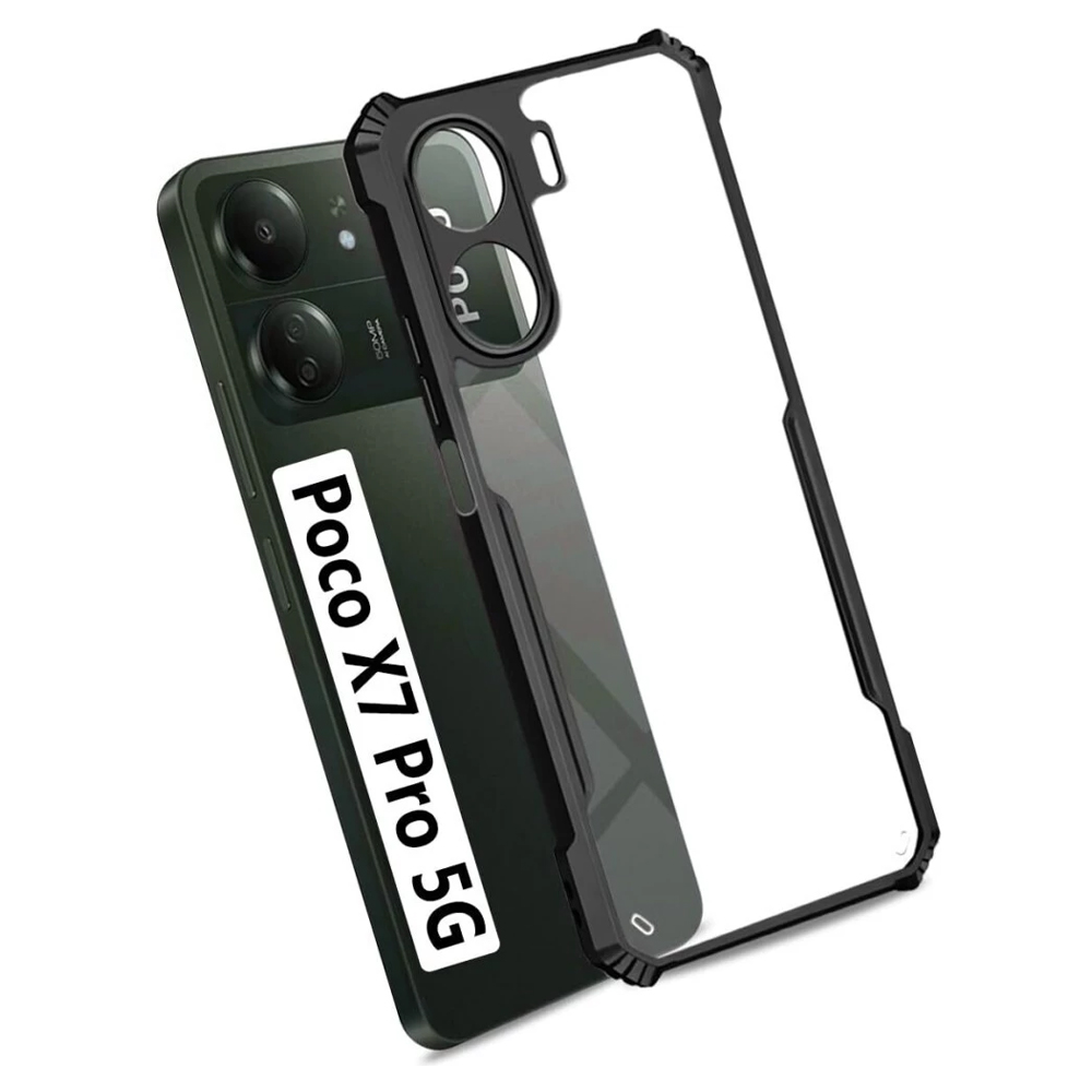 Poco X7 Pro 5G Clear Hybrid Back Bumper Case - Black