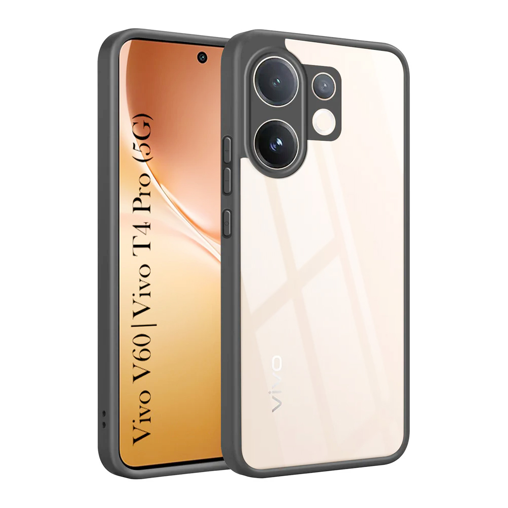 Vivo V60 / T4 Pro 5G Slim Clear Shockproof Camera Lens Back Case - Black