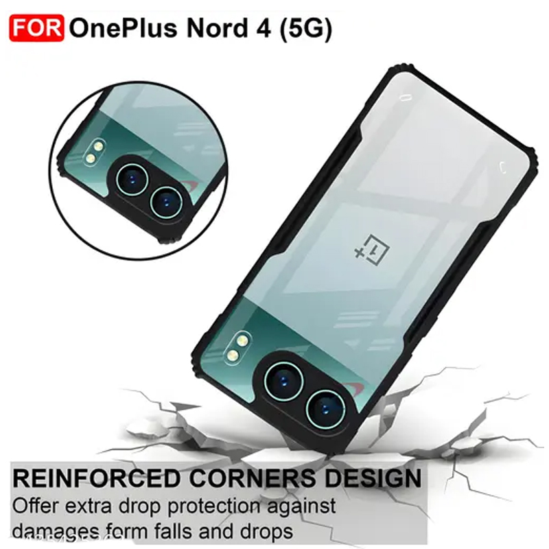 OnePlus Nord 4 5G Clear Hybrid Back Bumper Case - Black