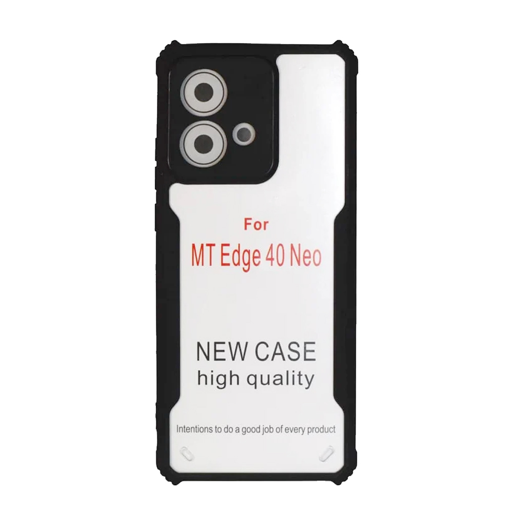 Motorola Moto Edge 40 Neo 5G Clear PC Hybrid Transparent Bumper Back Cover - Black