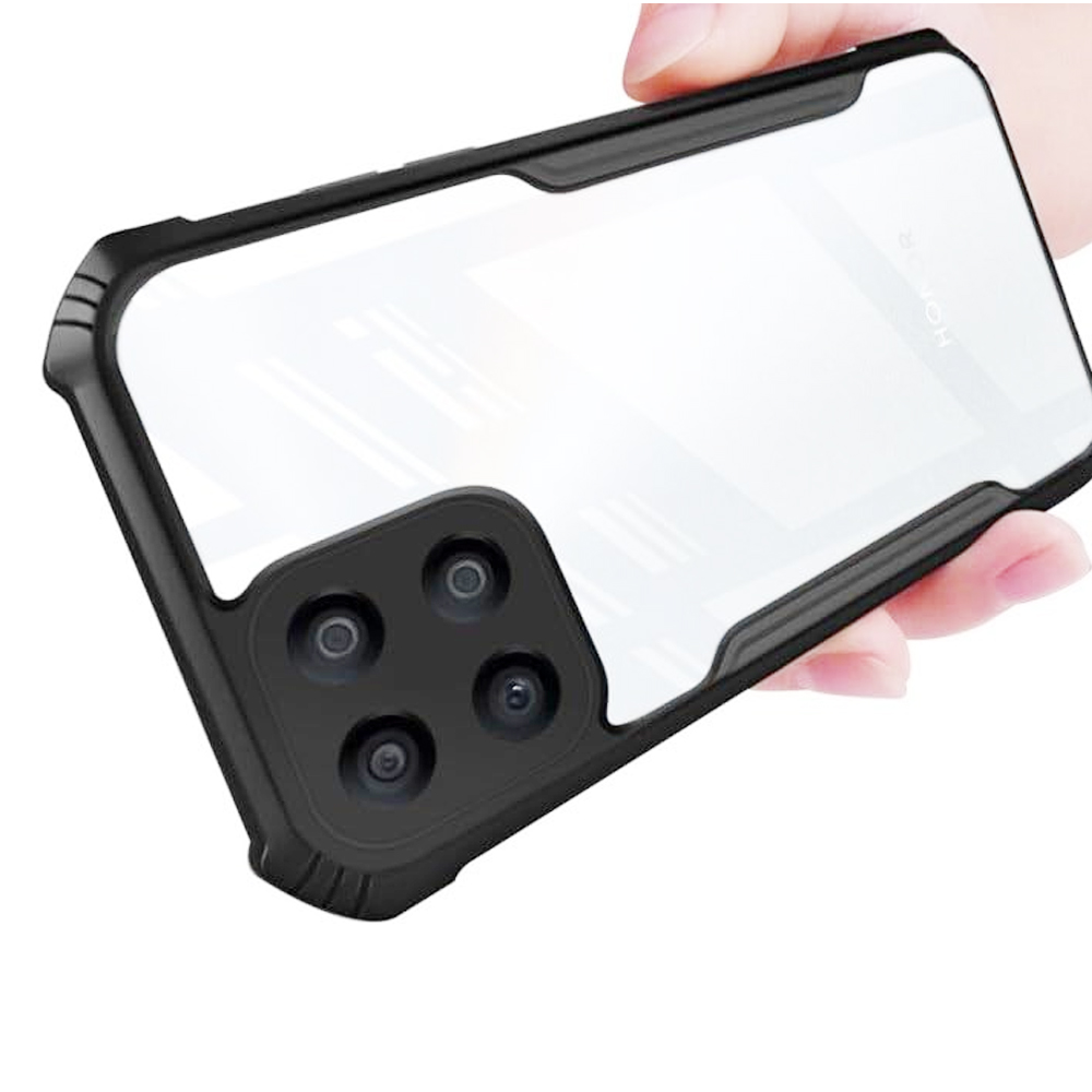 Honor X6a Clear PC Airbag Transparent Bumper Back Cover - Black  (Other)