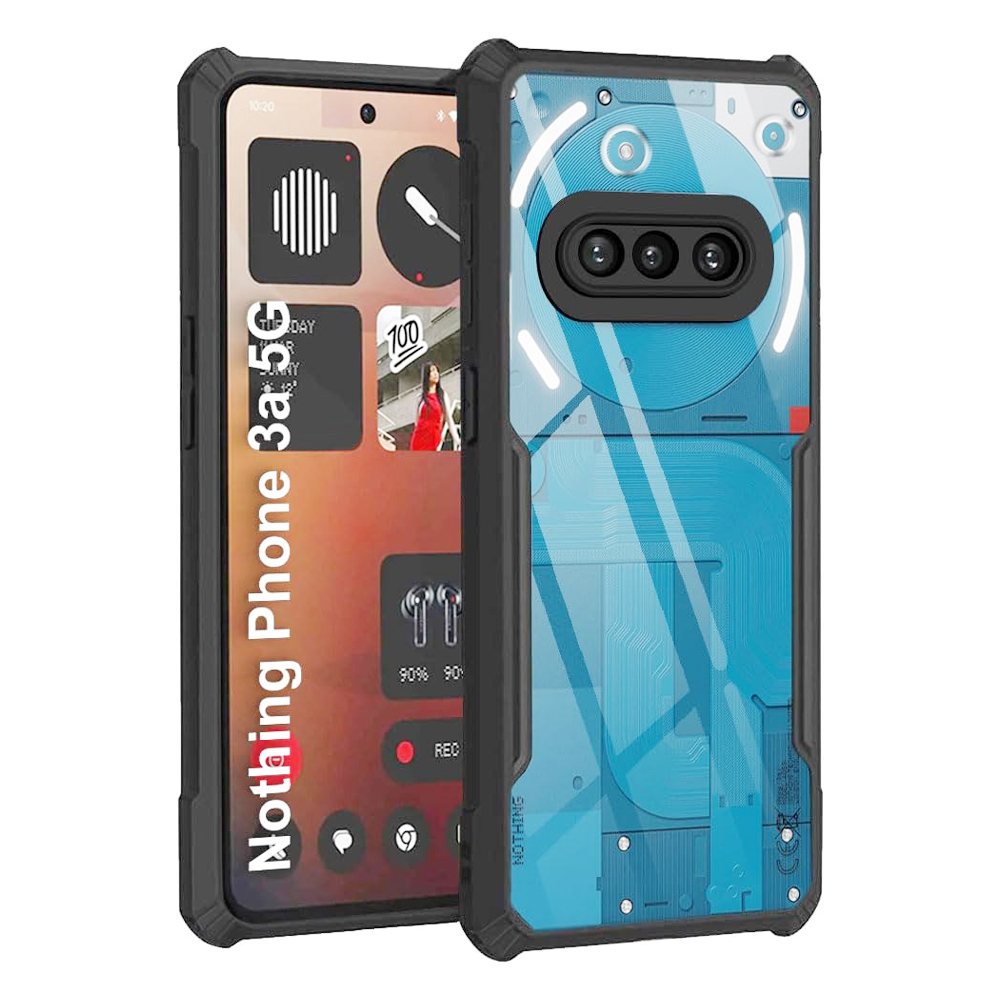 Nothing Phone 3A 5G Clear Hybrid Back Bumper Case - Black