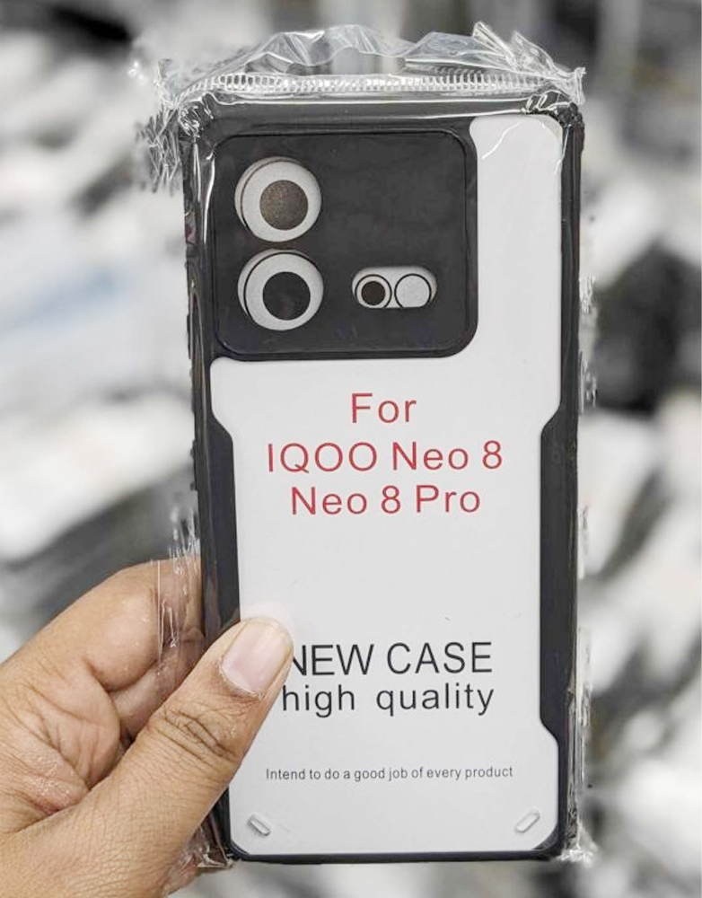iQOO Neo 8 Pro Transparent TPU Bumper Case – Shockproof, Black Clear Design