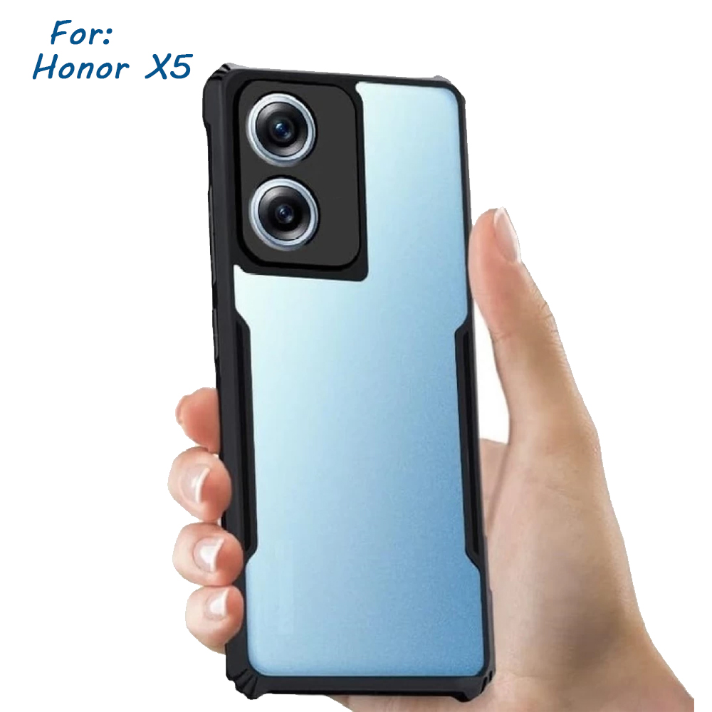 Honor X5 6.5" Clear PC Hybrid Transparent Bumper Back Cover - Black