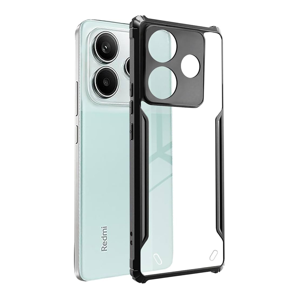 Redmi Note 14 5G Clear PC Hybrid Transparent Bumper Back Cover - Black