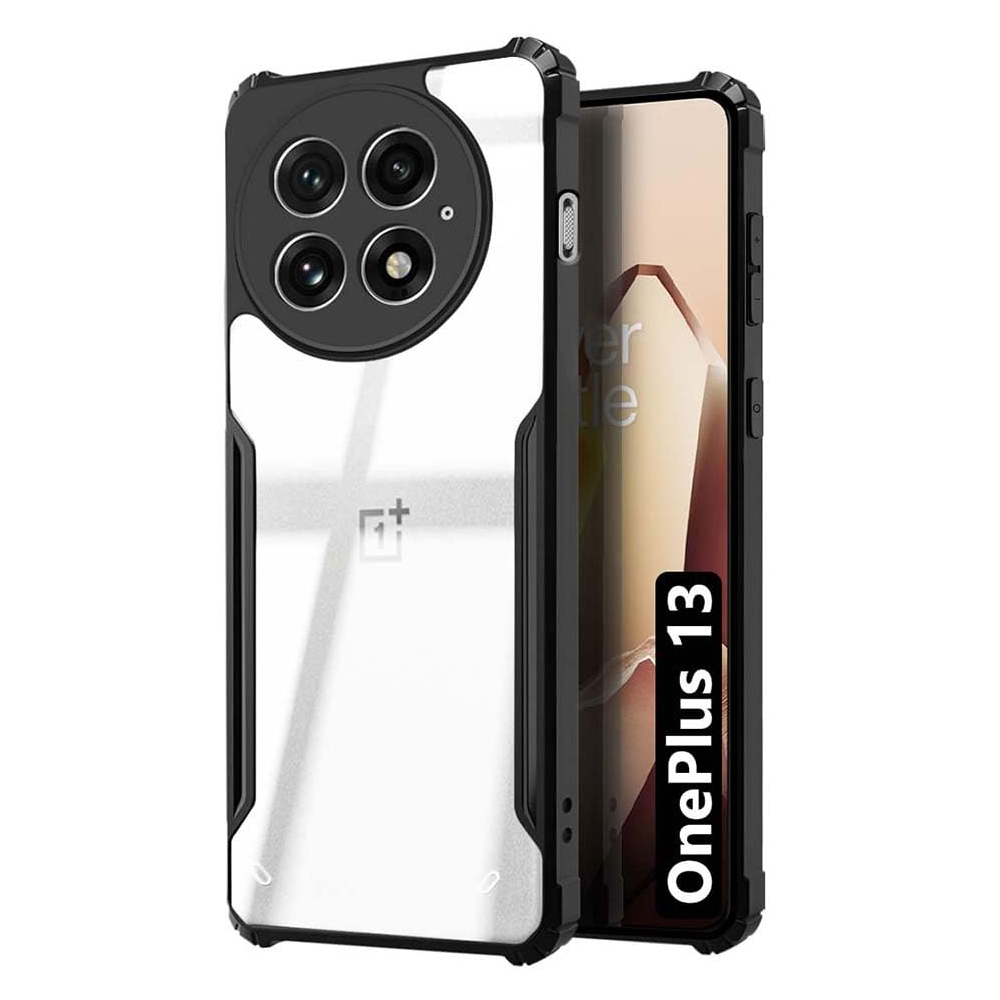 OnePlus 13 5G Clear PC Hybrid Transparent Bumper Back Cover - Black