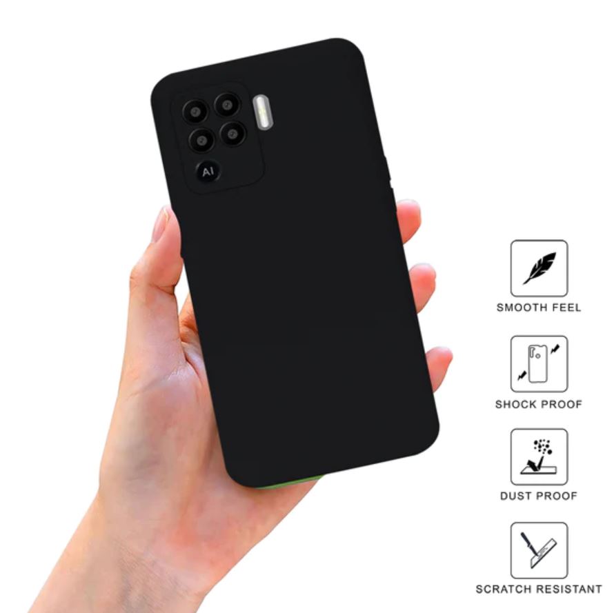 Oppo F19 Pro Black Liquid Silicone Back Cover 