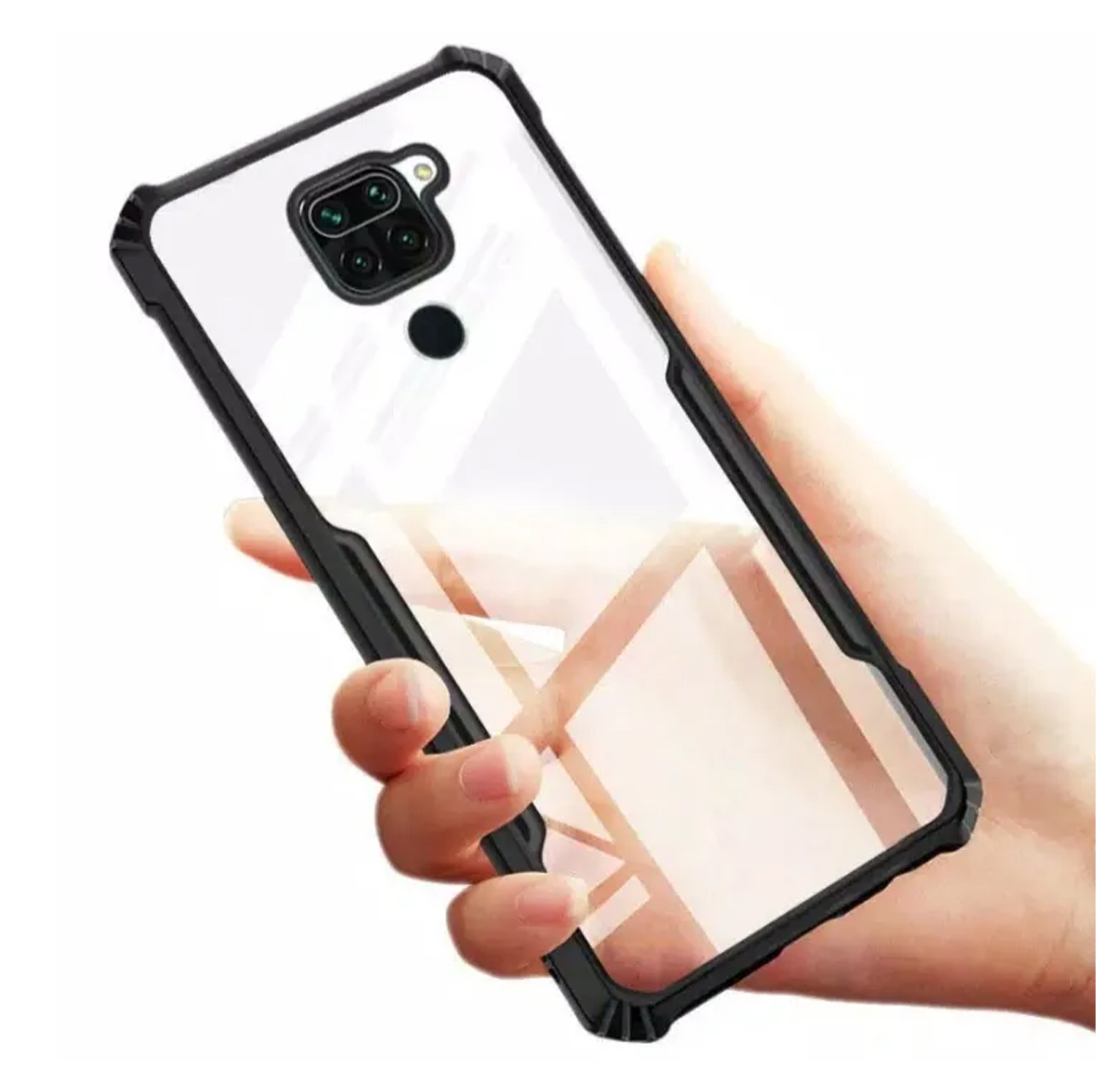 Redmi Note 9 Clear PC Hybrid Transparent Back Cover - Black