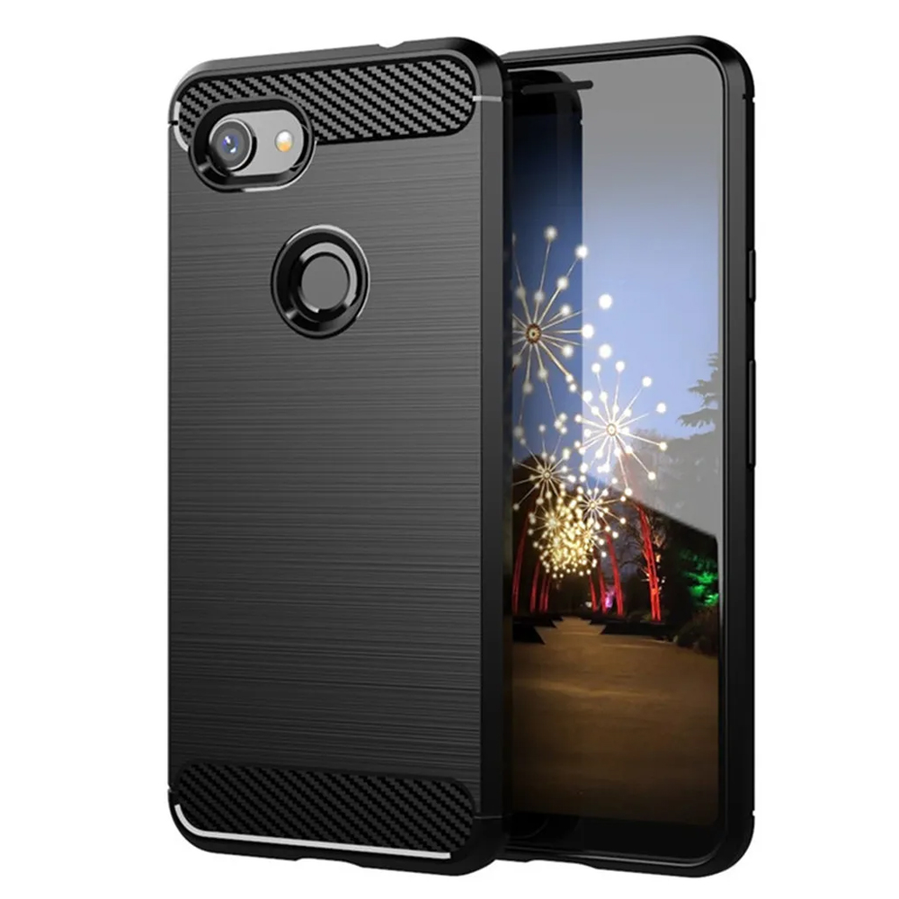 Google Pixel 3a Carbon Fiber TPU Case – Thin, Flexible, Shockproof, Black