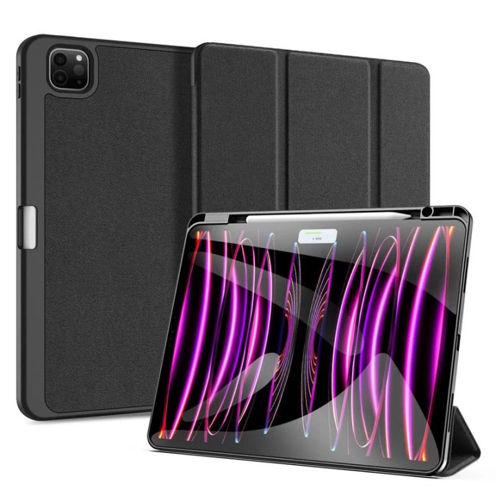 iPad Pro 11-Inch 2024 Trifold Smart Leather Case – Pen Holder, Black
