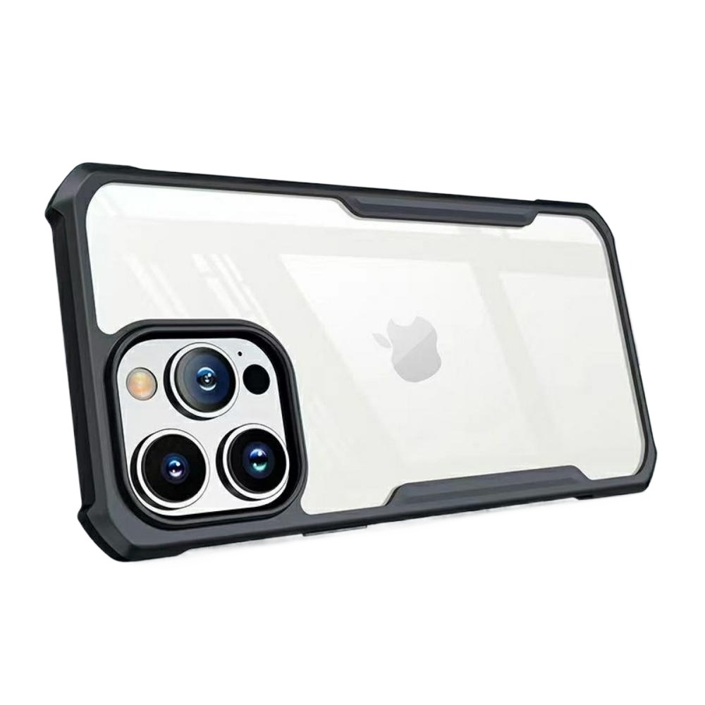 Xundd iPhone 15 Pro Max Shockproof PC+TPU Case – Transparent Black Bumper