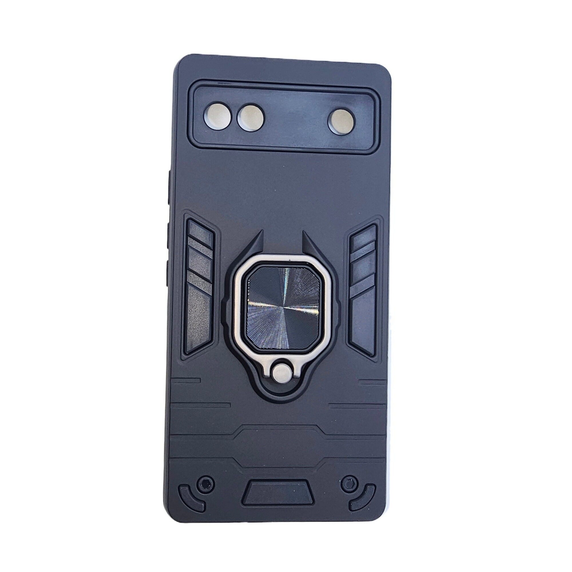 Google Pixel 6a / 5G Dual Layer Armor Defender Full Body PC Hybrid Kickstand Back Cover - Black