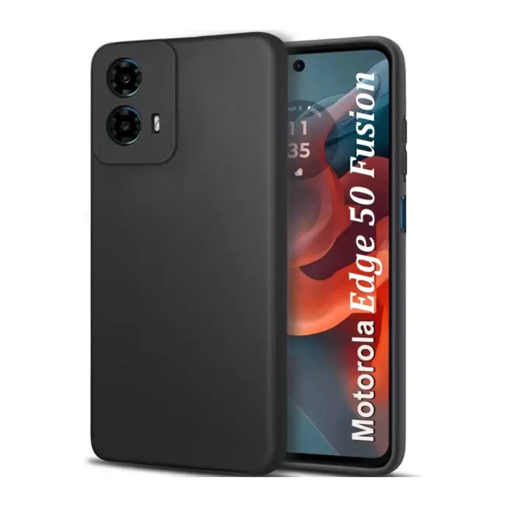 Motorola Moto Edge 50 Fusion 5G Black Silicone Camera Protection Back Case 