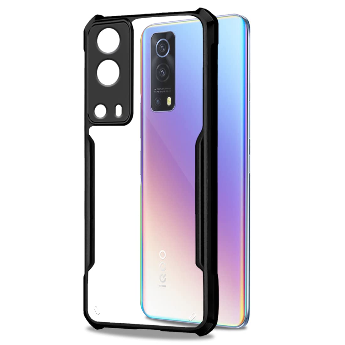 iQOO Z3 5G Clear Hybrid PC Back Case - Black